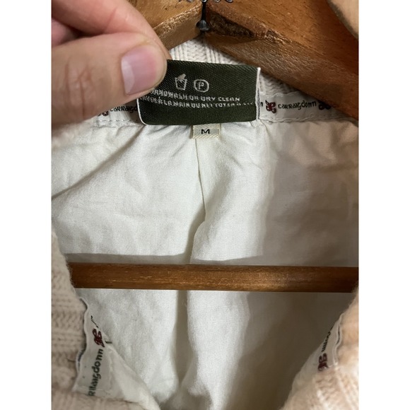 VTG Carraig Donn Women Wool Ireland Button Cardigan M Cable Knit Ivory Lined - Picture 4 of 11